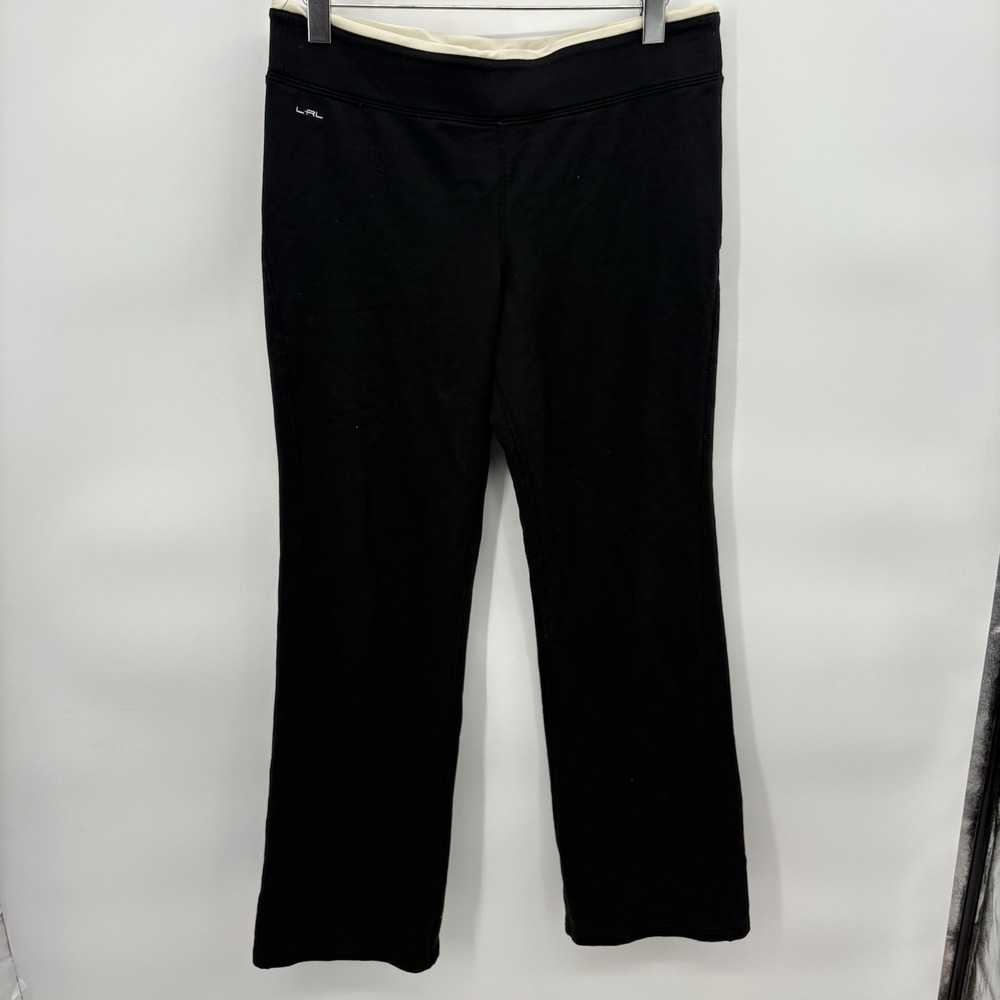 L-RL Lauren Active Ralph Lauren Women's Black Stretch Flare Legging Pants Medium